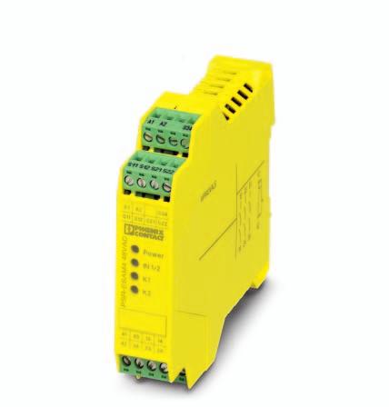 Safety relay for emergency stop and safety door monitoring Data sheet 105318_en_02 PHOENIX CONTACT 2014-06-13 1 Description The safety relay can be used in safety circuits according to EN 60240-1 and