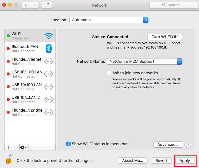 5 Next click Apply 6 Scan for the Wi-Fi network name/ssid and