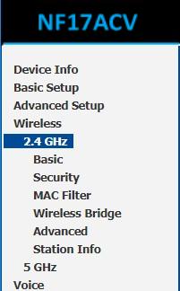 WiFi 2.4GHz/WiFi 5GHz The NF17ACV router allows you to maintain separate wireless settings for both 2.4GHz and 5GHz wireless services.