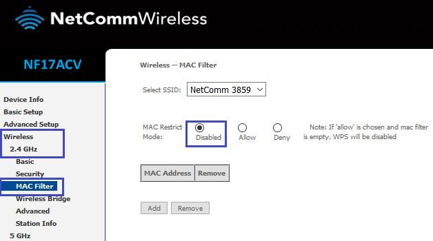 A Wi-Fi client (Laptop/mobile/Pad) cannot connect to Wireless network Case1 - MAC address is restricted: Ensure that the MAC Restrict Mode is Disabled.