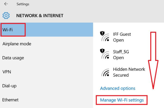 3 Click Wi-Fi, scroll down to the bottom in