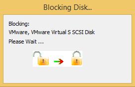 Figure 6 Once you click OK SAFE Block Win10 To Go will block the disk and display the status screen shown below in Figure 7, while performing the blocking process.