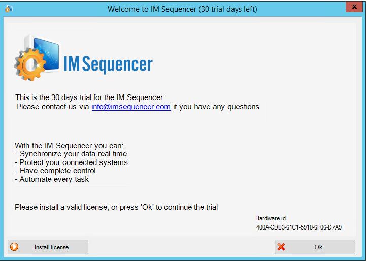 3.2 Running the IM Sequencer for the first time 1.