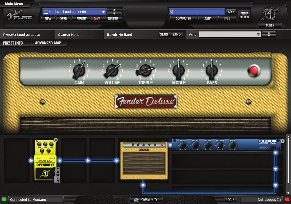 Preset Editor This is the first screen that you will see when you start up Fender FUSE.