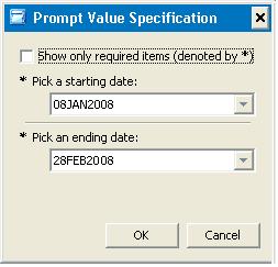 Note: The values for a range prompt are not determined by the minimum and maximum functions for a variable but by specifically defined settings.