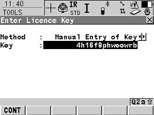 Licence keys can also be typed in manually in Main Menu: Tools...\Licence Keys or the first time the application program is started. Access Select Main Menu: Tools...\Licence Keys. OR Select an application program on RX1250 not yet activated.