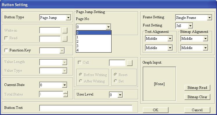 Page Jump Button: When this button is pressed, TP series will change the display screen immediately.
