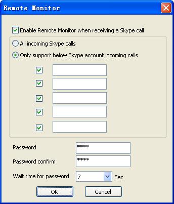 It is strongly recommended to check if Skype can find the camera which user will use for Skype remote monitor and test it before using it.