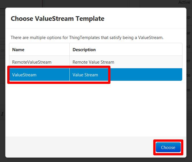 NOTE: If you are using ThingWorx Academic Edition, skip steps 35 to 40. 35. On the Home tab, Data Storage section, select Value Streams and click New. 36.
