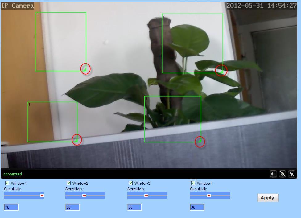 4.4.2 Motion detection If you want to monitor a zone fixed, when the zone has exception, it enables alarm, you can choose motion detection function. Settings like below.