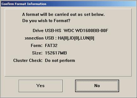 Format - Press the Format button to begin a regular format on the DriveStation.