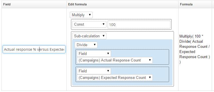 4. Replace the Untitled field 0 with the name of the new field. In the Edit formula column first choose the operator: Add/Subtract/Multiply/Divide/Add Date/Subtract Date/If. 5.