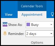 Customize Calendar Options Specify Free / Busy Time When setting appointments on your calendar, you can choose to mark the time as Free, Tentative, Busy or Out of Office.