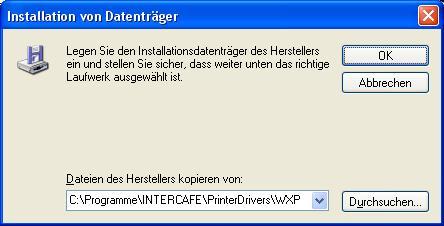 Enter local Port as name. Click on Disk... You will find the drivers in the InterCafe or the InterCafe Client folder.