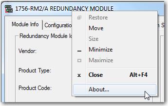 Chapter 1 Update Considerations 3. Right-click your redundancy module and choose Module Configuration. The Module Configuration dialog box opens. 4.