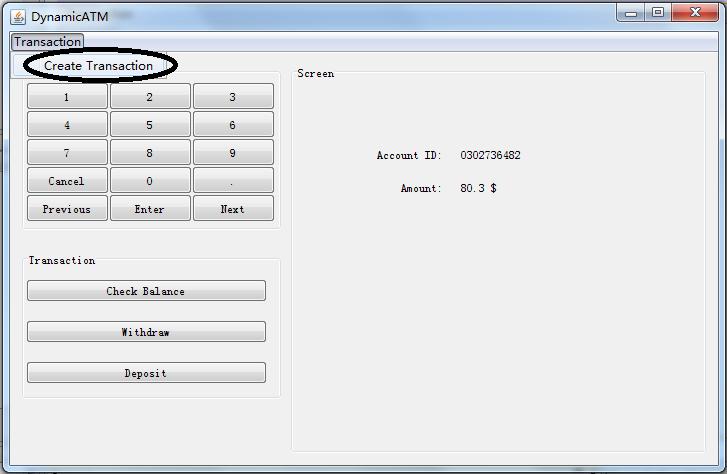 withdraw and check balance. Assume that a customer cannot withdraw more than the available balance in an account. Figure1 shows the initial screen shot of the transaction system.