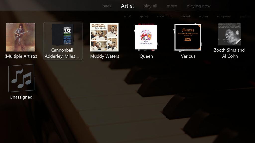 8. In the navigation tree select Audio -> Artist. Select an album and double-click a track.