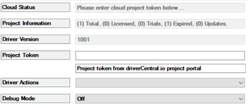 7. Click on the driver to view it s properties 8. Type in the project token we took note of in STEP 1. 9. Click on the Actions tab 10.