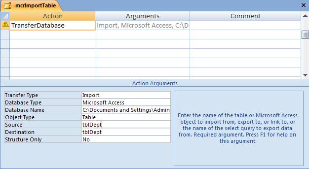 Advanced macros 4 17 Topic D: Creating macros for data transfer Explanation You can import, export, or link database objects from one Access database to another by using macros.