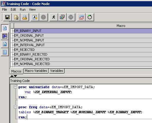 Training Code Editor The Training Code editor is used to