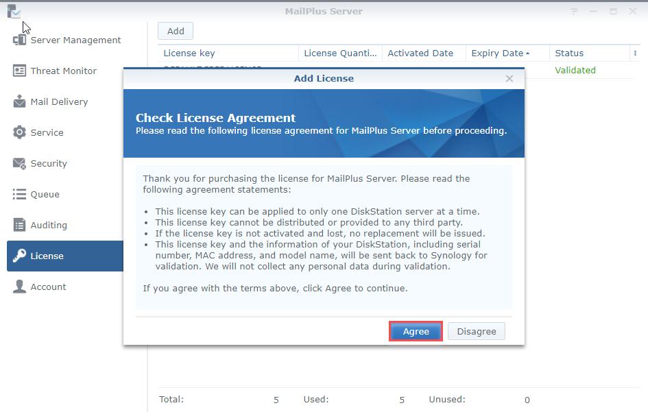 3 Please log in to Synology Account to allow licenses to be registered under the selected Synology account.