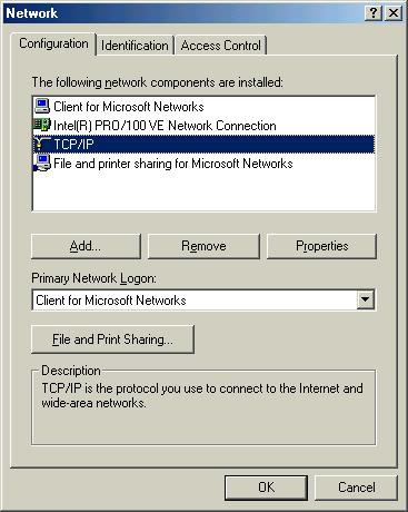 Select [TCP/IP] from the [The following network components are installed] list, and then click