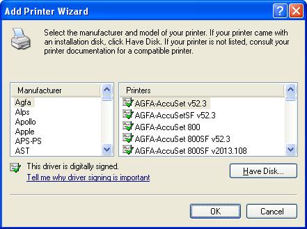 8 Click [Have Disk], then specify the folder that contains the printer driver from the CD-ROM drive. 9 If you are using the IPP Authentication function (See "Protocol Settings for the Printer," on p.