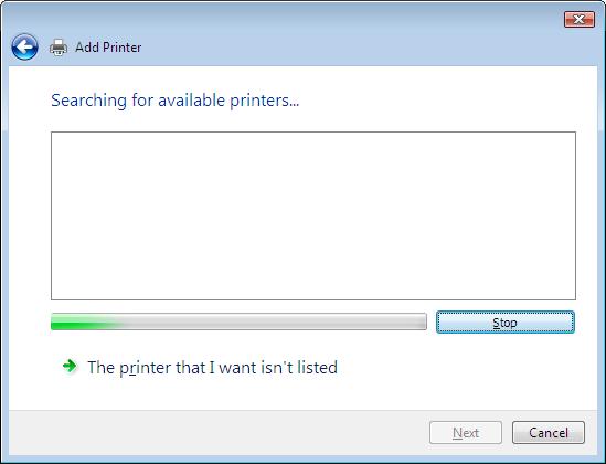 5 Click [The printer that I want isn't listed]. 6 Select [Select a shared printer by name], enter the following URL, and then click [Next].