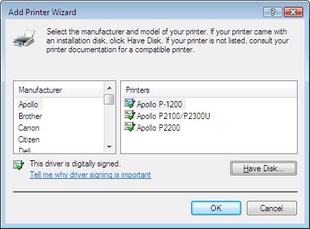 7 Click [Have Disk], then specify the folder that contains the printer driver from the CD-ROM drive. 8 If you are using the IPP Authentication function "Protocol Settings for the Printer" (See p.