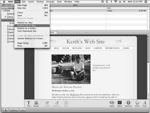 Make sure that you choose Publish All to.mac in the File menu to ensure that all blog-related files are uploaded. 3.