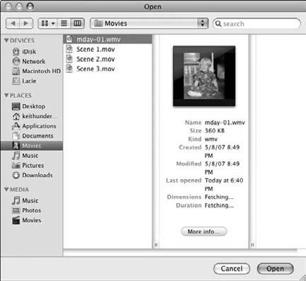 Use the playback controls to play the Windows Media Video in QuickTime, as shown in Figure 14-14.