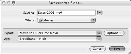 Export the Movie for Web Viewing Export the Movie for Web Viewing 1. Complete all edits for your movie, as described earlier in this chapter. 2. Choose Share QuickTime. 3.