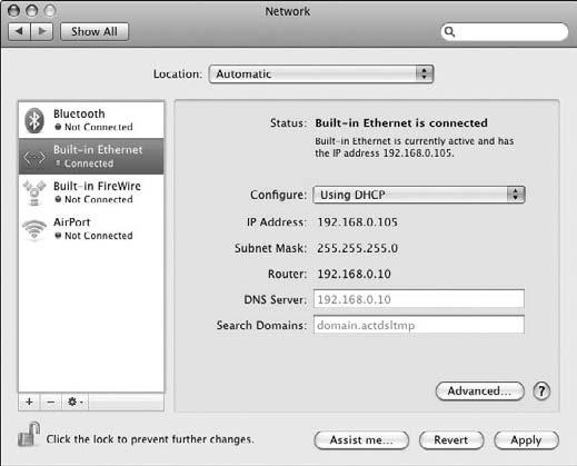 The Network screen shows the IP address for whichever network connection is currently active, be it the built-in Ethernet, AirPort, or another connection. Find the IP Address of a Windows PC 1.