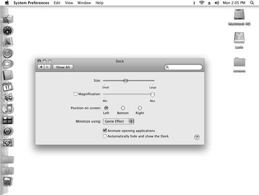 Move and Hide the Dock Move and Hide the Dock 1. Open System Preferences and then click the Dock icon. 2.