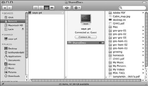 To quickly copy a file from the Windows PC to the Documents folder on your Mac, simply click and drag the file to the Documents icon in the Finder sidebar, as shown in Figure 19-8.