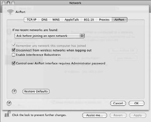 Chapter 20: Networking Safely Create a New Network Location 1. Open System Preferences from the Apple menu and then click the Network icon. 2. In the Location menu, choose Edit Locations. 3.