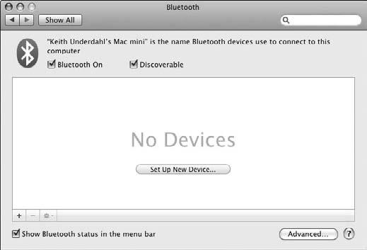 If the Show Bluetooth Status in the Menu Bar option is enabled, you can also click the Bluetooth icon in the menu bar to open the Bluetooth menu and enable or disable Bluetooth discovery.
