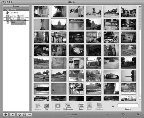 Chapter 5: Utilizing OS X Applications Organize Pictures with iphoto 1. Open the Applications folder and then double-click the iphoto icon.