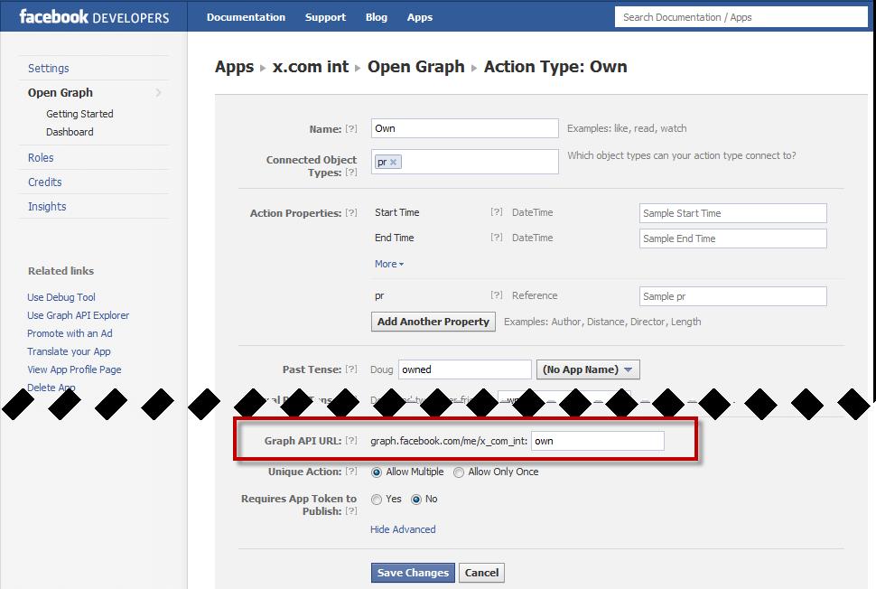 Design and Content Figure 173. Application Object Type settings in the Facebook Developers Note: You cannot set the dislike action as it is not supported by Facebook Open Graph 2.0.
