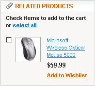 Use the check box in each row or the products that you want to appear as up-sells to this product. 5. Click the Save button.