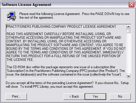The Software License Agreement will be displayed.