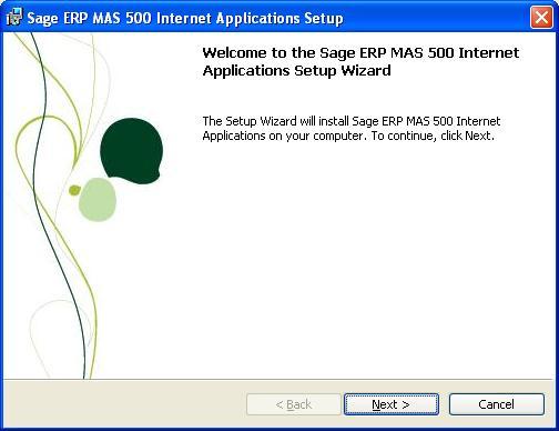 Chapter 4 Installation Wizard opening screen When the Internet Applications installation starts, the following window