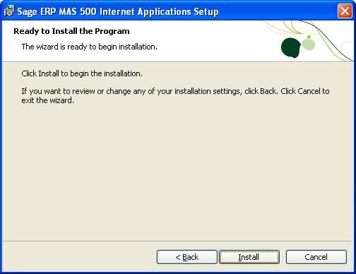 Installing Internet Applications 9 In the Ready to Install the Program page, click Install to