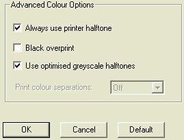 If the option to use printer halftones is left at ON, the printer will set its own halftone screen value, giving a smoother result.