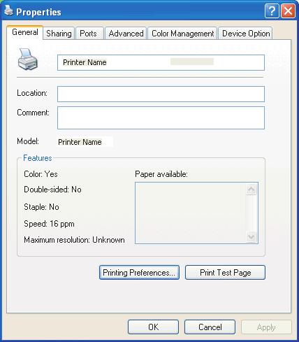 ACCESSING THE COLOUR MATCHING OPTIONS The colour matching options in the printer driver can be used to help match your printed colours to the ones displayed on your monitor or from some other source,