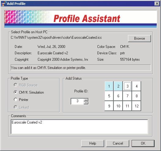 Step - Downloading ICC profiles to the printer storage device You can download profiles to the printer storage device using the Profile Assistant utility. Using Profile Assistant.
