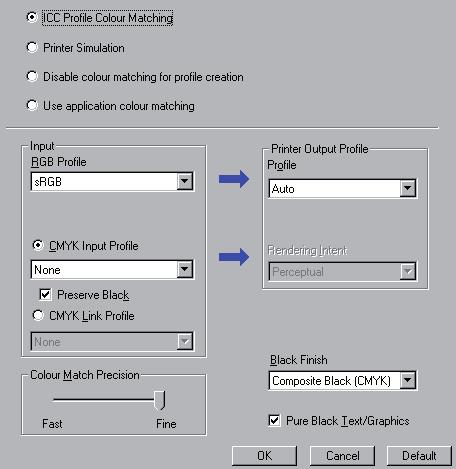 To match an RGB input device, first download the RGB source profile and printer profile (optional) to the printer storage device using Profile Assistant. See Using Profile Assistant on page 3.