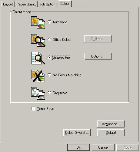 PRINTER DRIVER SETTINGS FOR ICC PROFILE CREATION OR NO COLOUR MATCHING If you are creating ICC profiles using third-party software, select