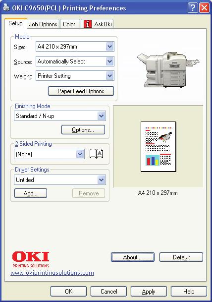 PCL EMULATION When you click the Properties button from your application s Print dialogue, the driver window opens to allow you to specify your printing preferences for this document.