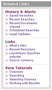 Related Links The Related Links section enables you to access different pages within the service that contain task related information.